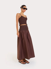 Chocolate Shirred Crop Top