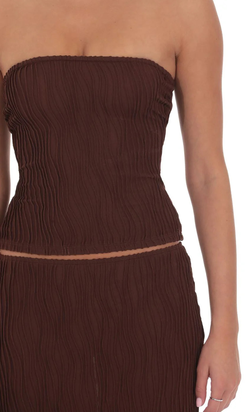 Textured Tube Top in Brown