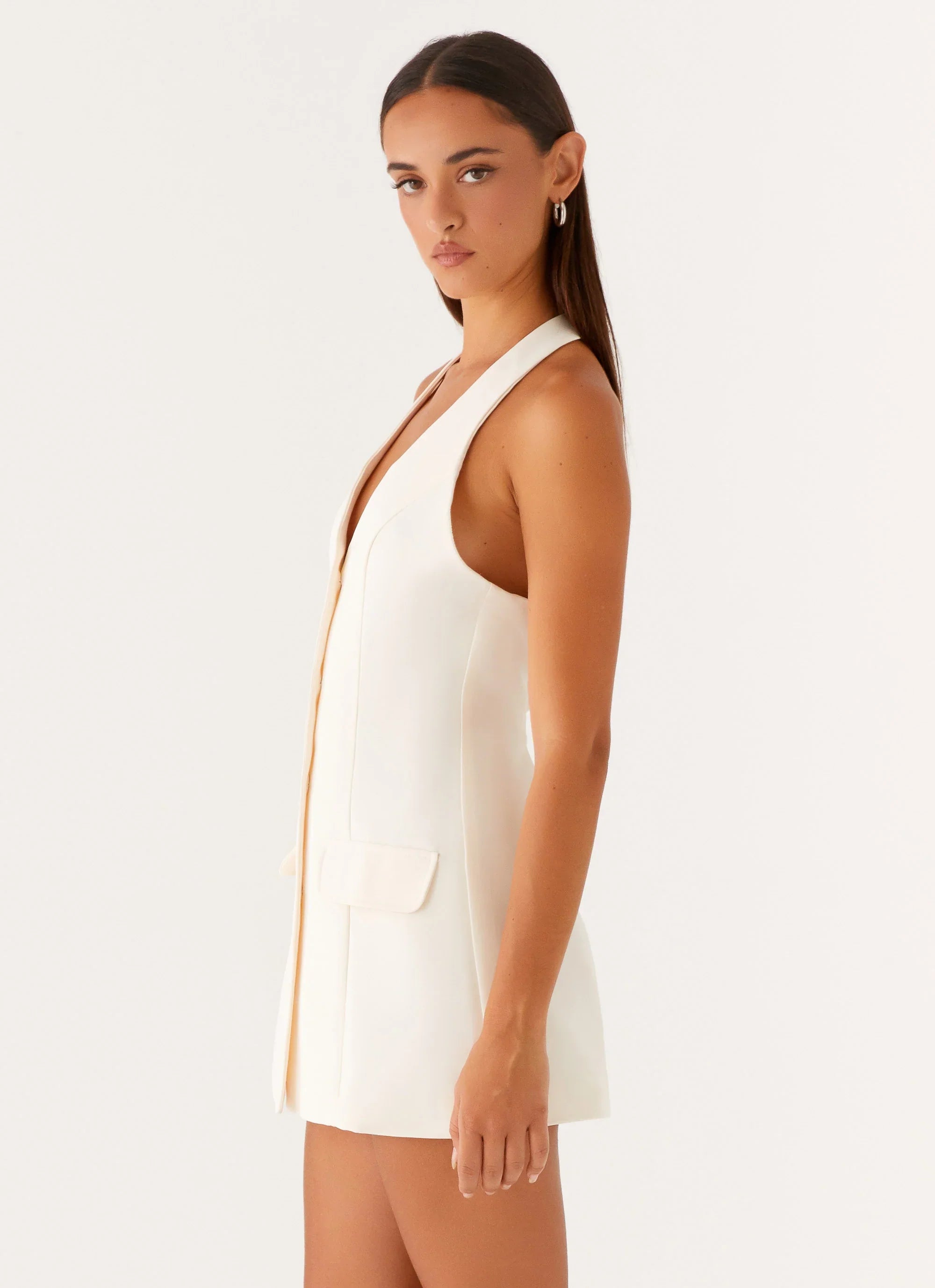 Mira Halter Neck Mini Dress Ivory