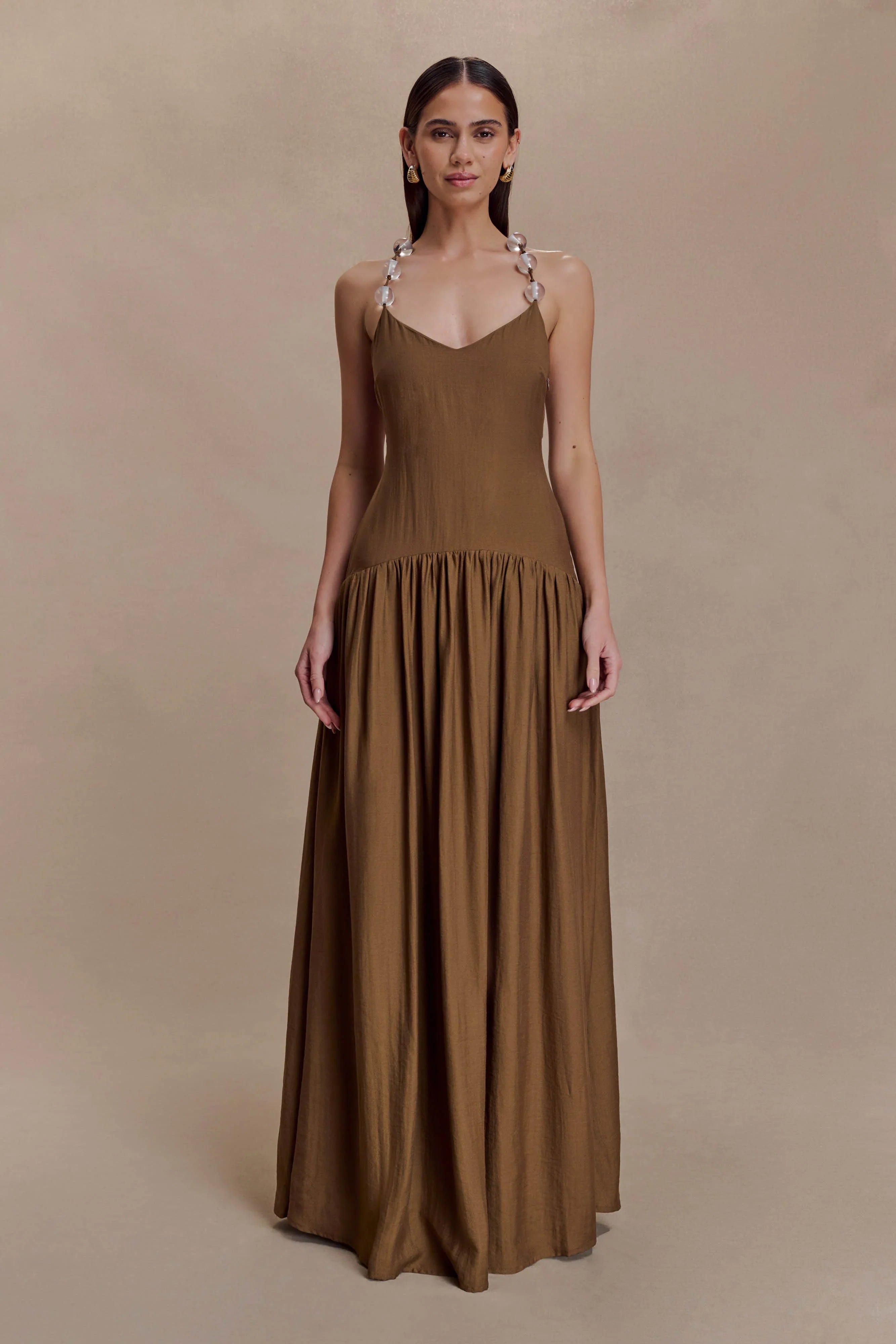 Darling Linen Maxi Dress Chocolate