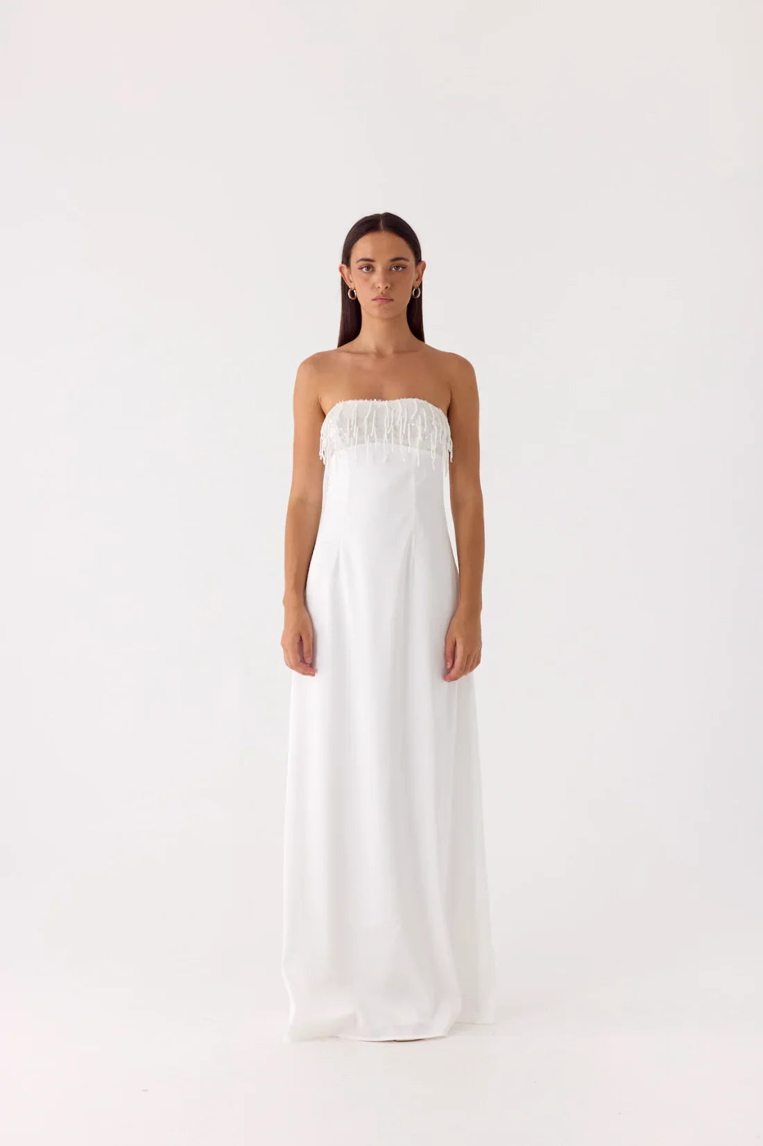 Miftie Beaded Sequin Maxi Dress White
