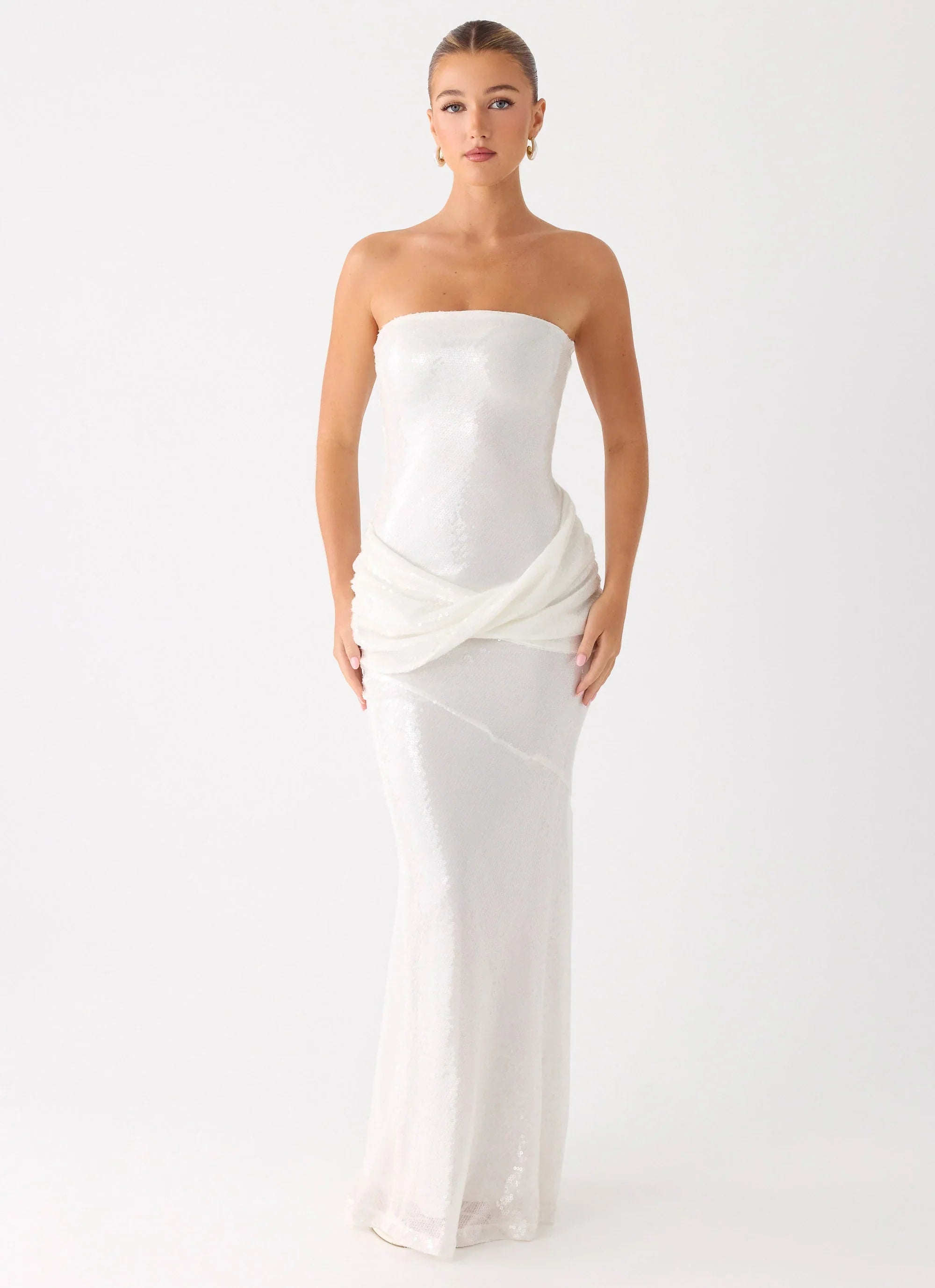 Anticipating Sequin Maxi Dress White