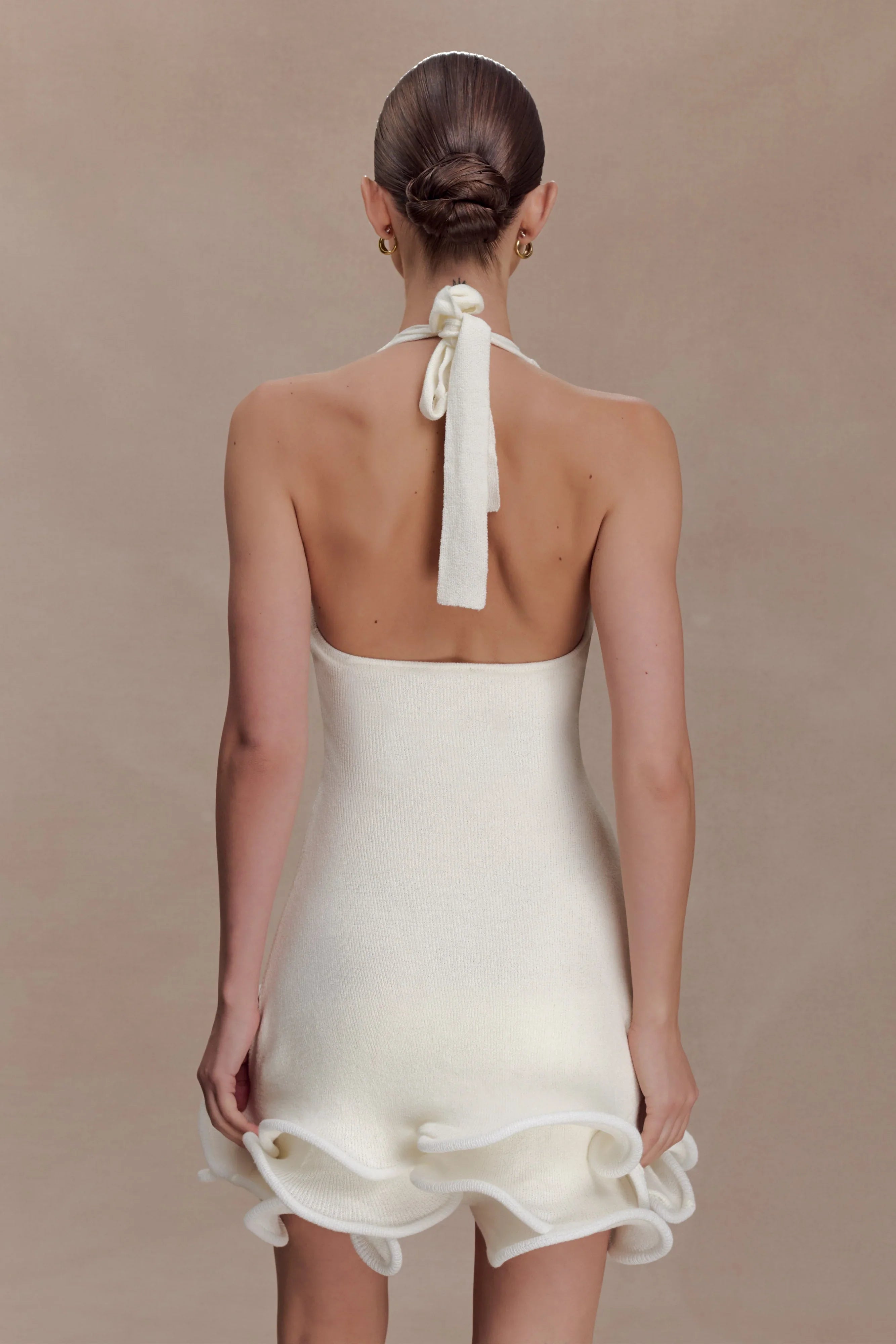 Willowmena Halter Neckline Mini Dress With Tubed Hem White