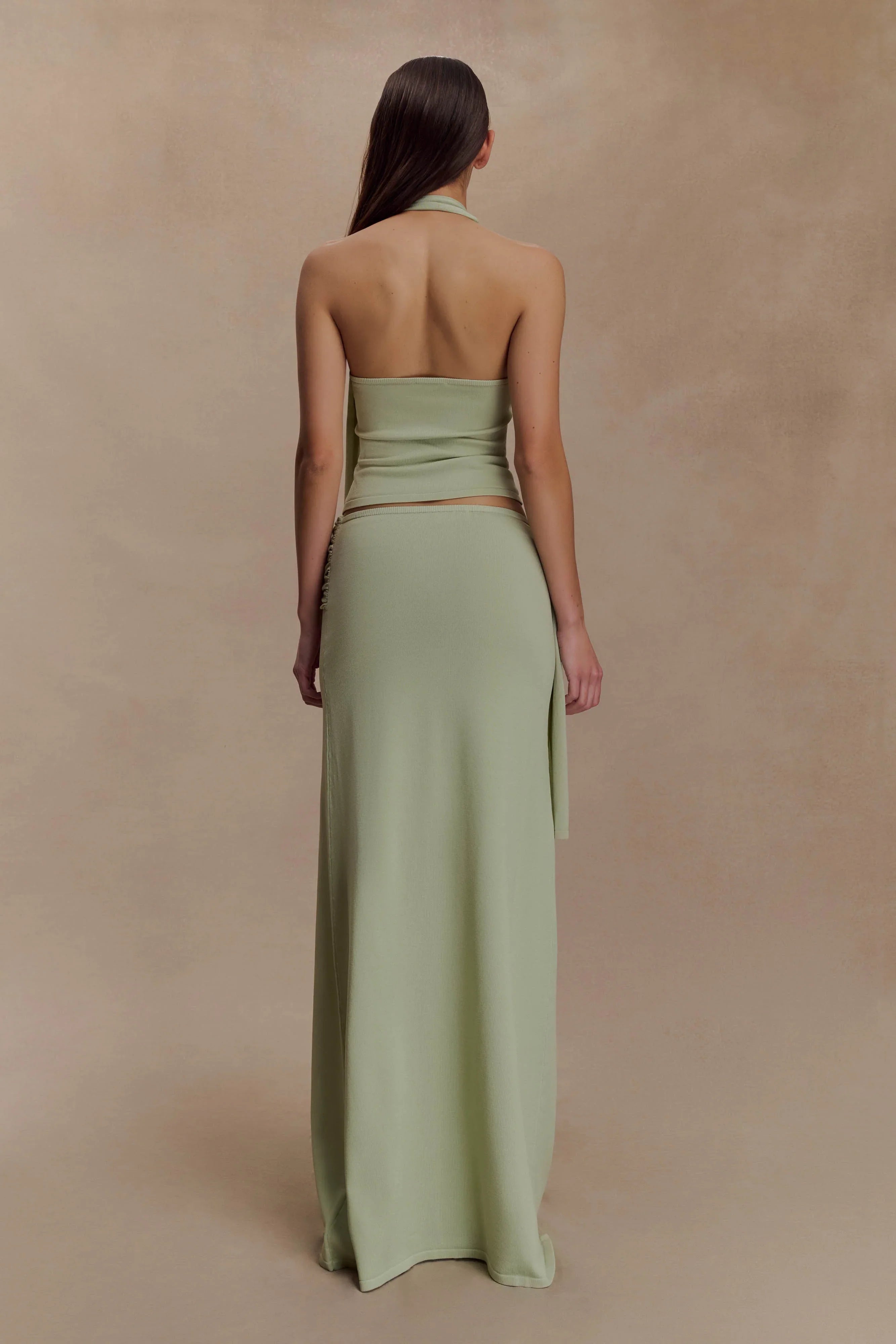 Bowie Low Rise Knit Maxi Skirt Pastel Green