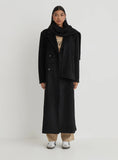 Black Tailored Oversized Maxi Coat With Scarf Melia