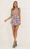 Floral A Line Romper in Blue