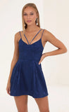 Floral Jacquard Corset Dress in Navy