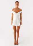 Endless Romance Off Shoulder Mini Dress White