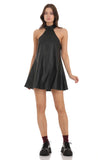 Faux Leather Shift Dress in Black