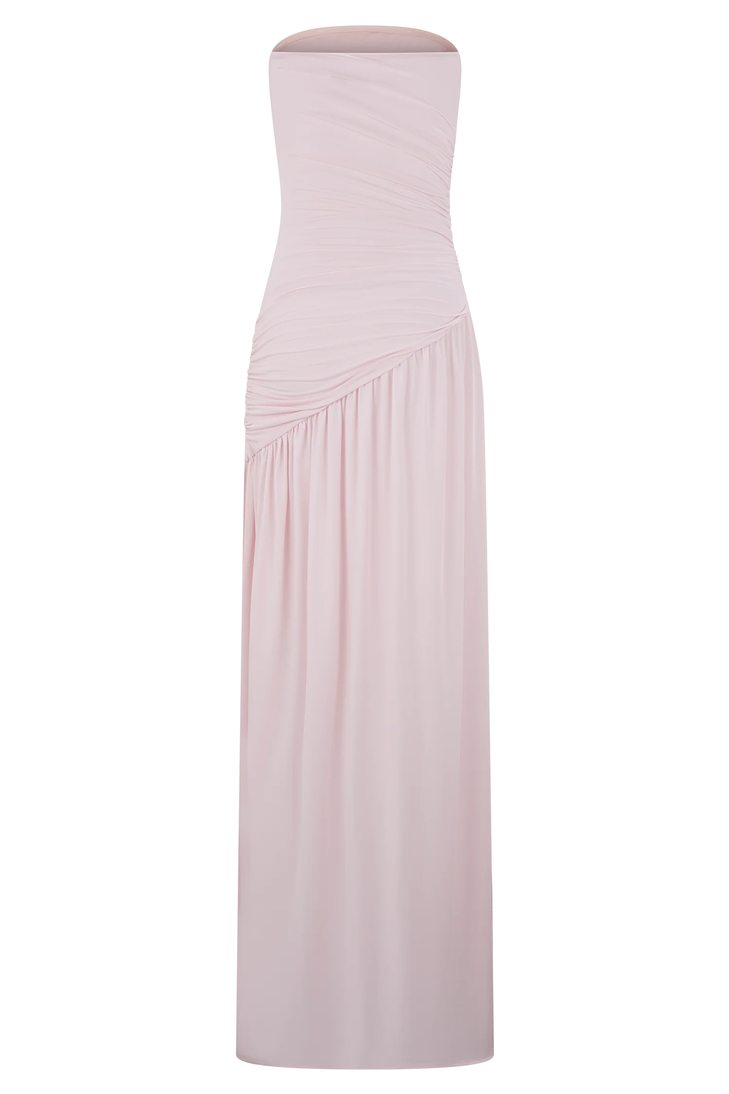 Bex Strapless Slinky Maxi Dress With Split Pale Pink