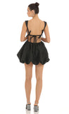 Plunge V Bubble Skirt Dress in Black