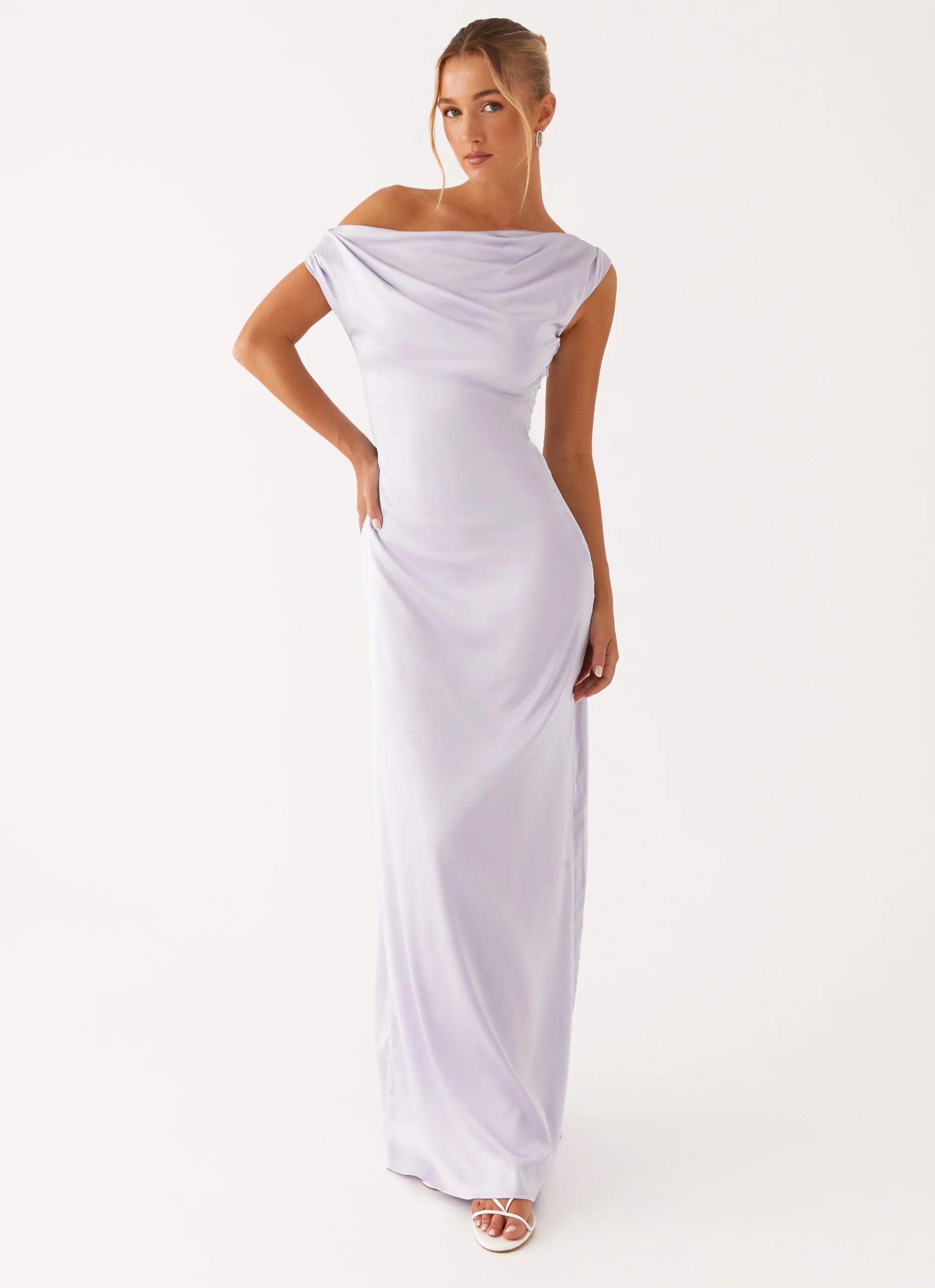Heart Of Glass Satin Maxi Dress Lilac