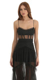 Mesh Corset Maxi Dress in Black