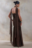 Veronique Brown Halter Neck Maxi Dress