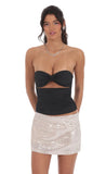 Sequin Velvet Mini Skort in Champagne
