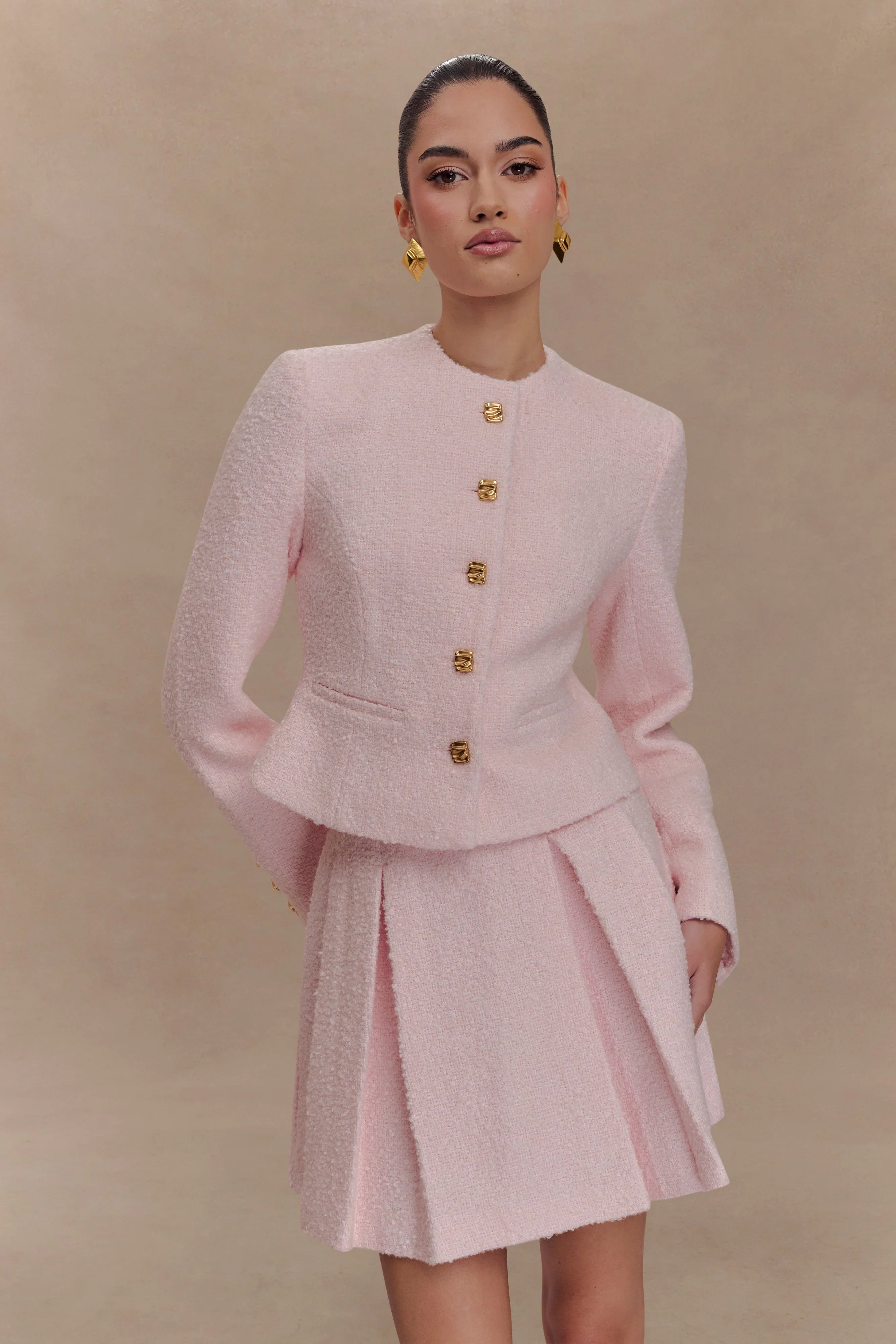 Cleo Boucle Mini Skirt Powder Pink