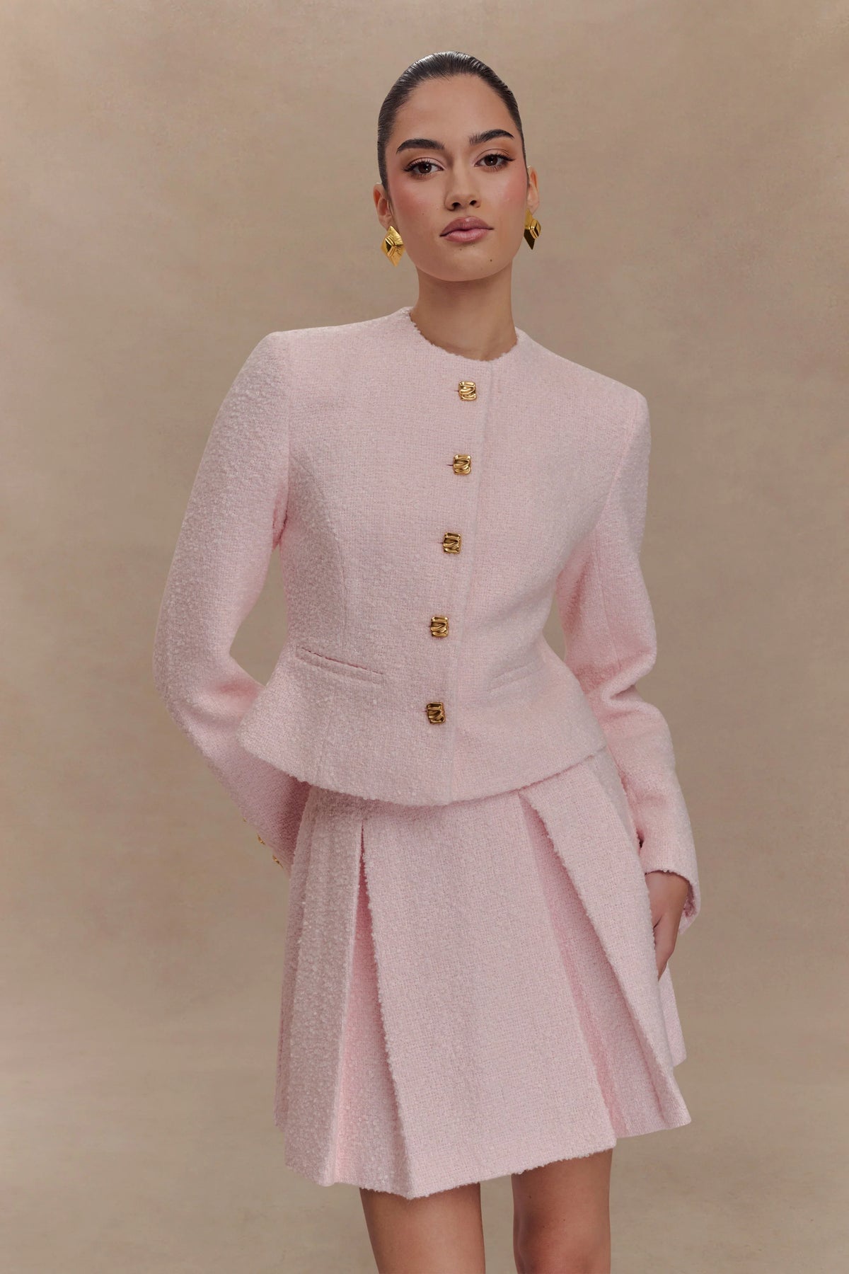 Cleo Boucle Mini Skirt Powder Pink