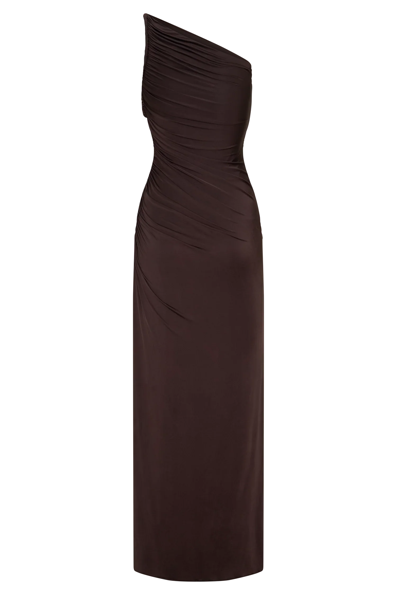 Ryn Twisted One Shoulder Maxi Dress Dark Chocolate