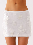 Salihah Sequin Shell Mini Skirt White