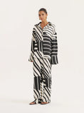 Black And White Abstract Print Satin Shirt