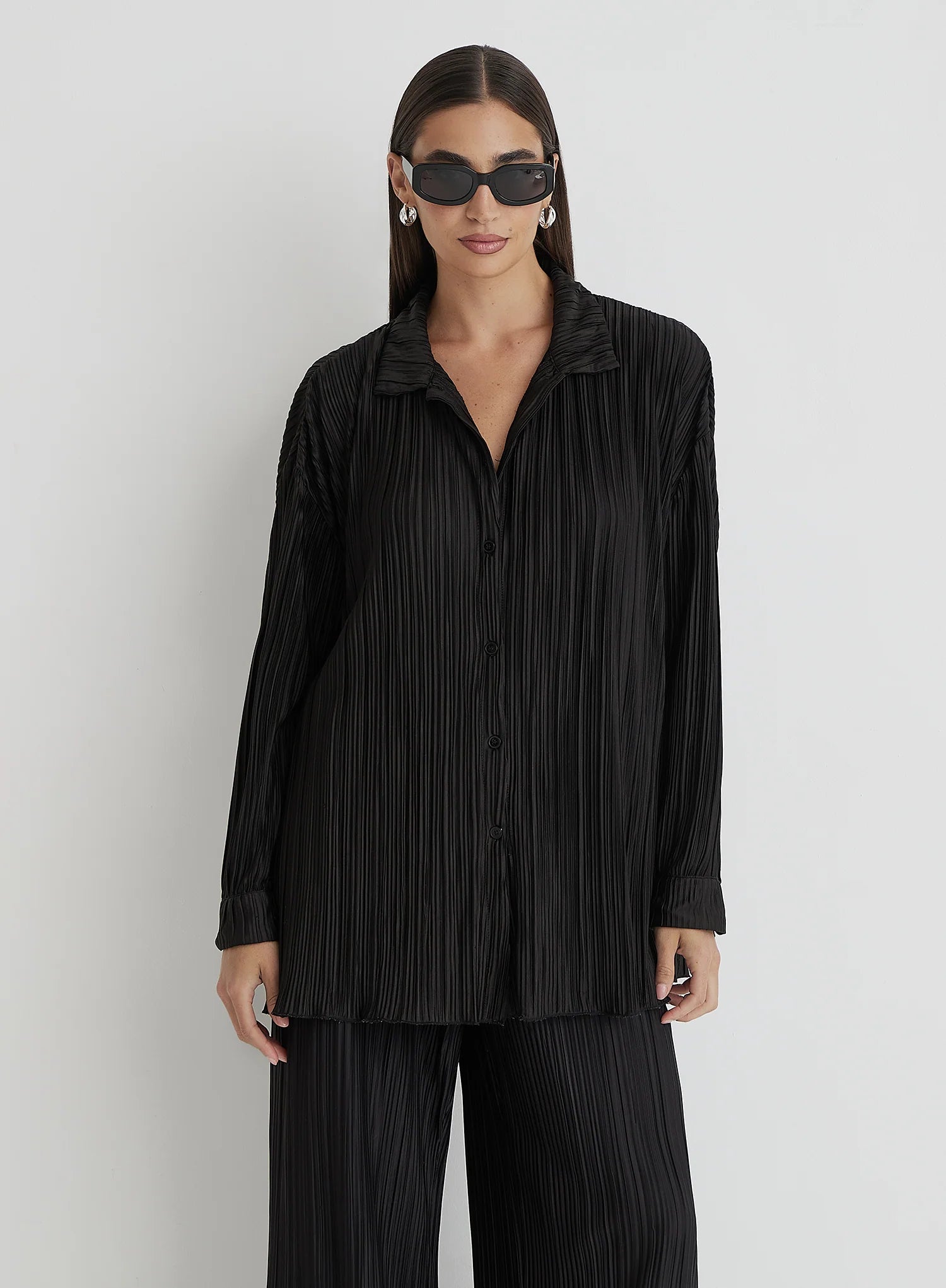 Black Plisse Shirt