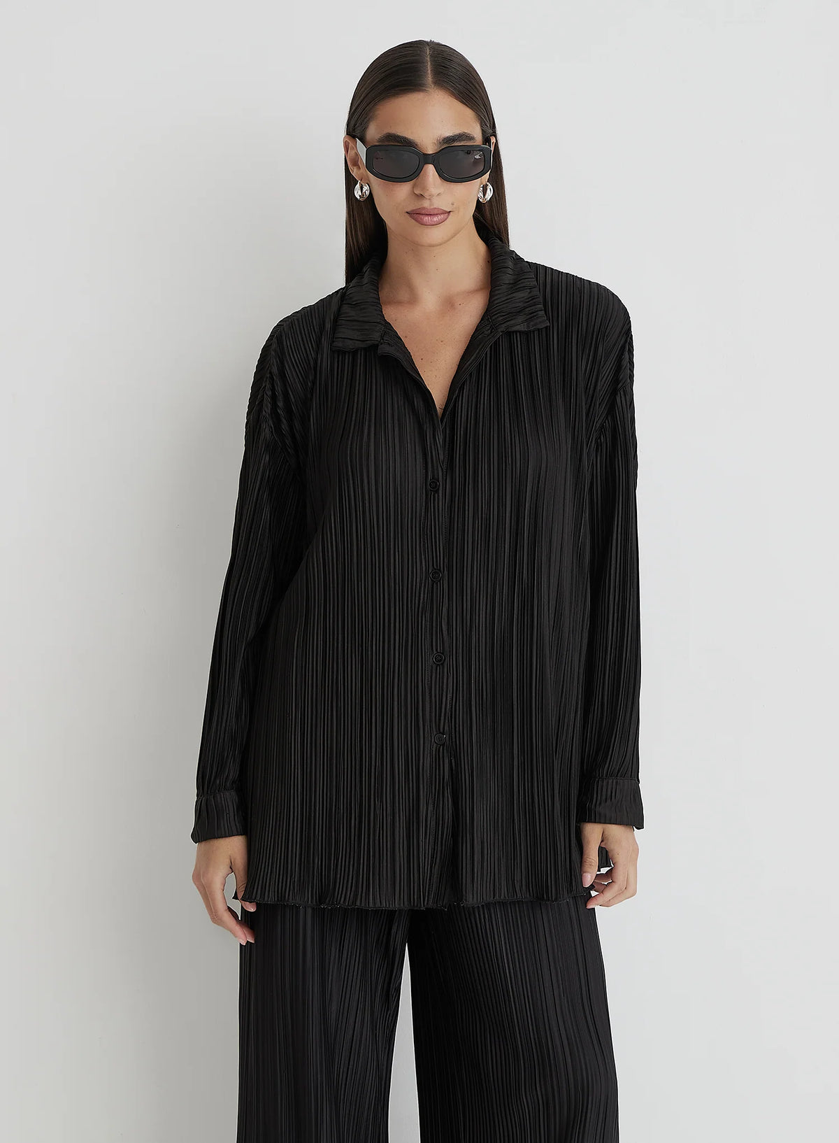 Black Plisse Shirt