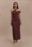 Anastasia One Shoulder Modal Midi Dress Mahogany
