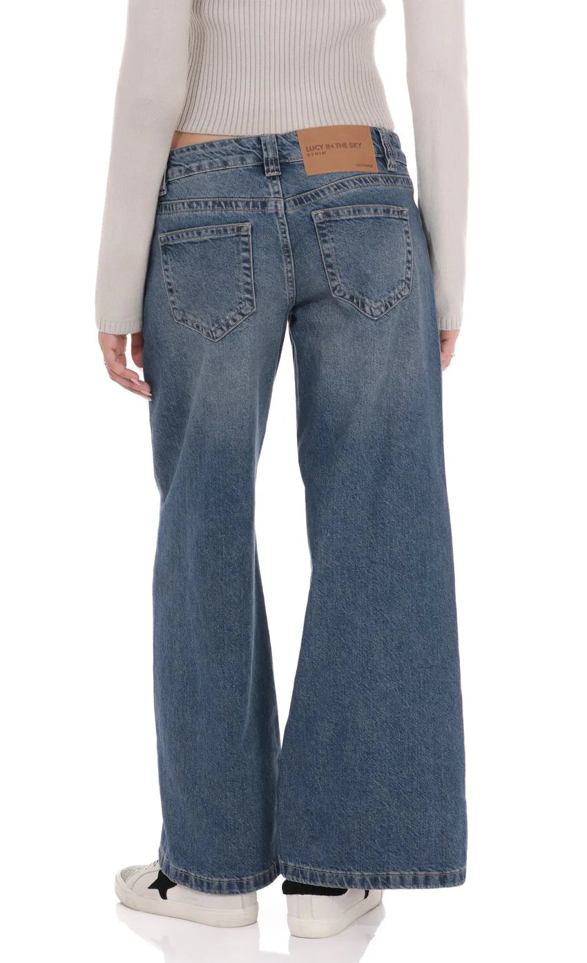 Low Rise Wide Leg Jeans in Blue