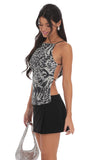 Sequin Open Back Top in Animal Print