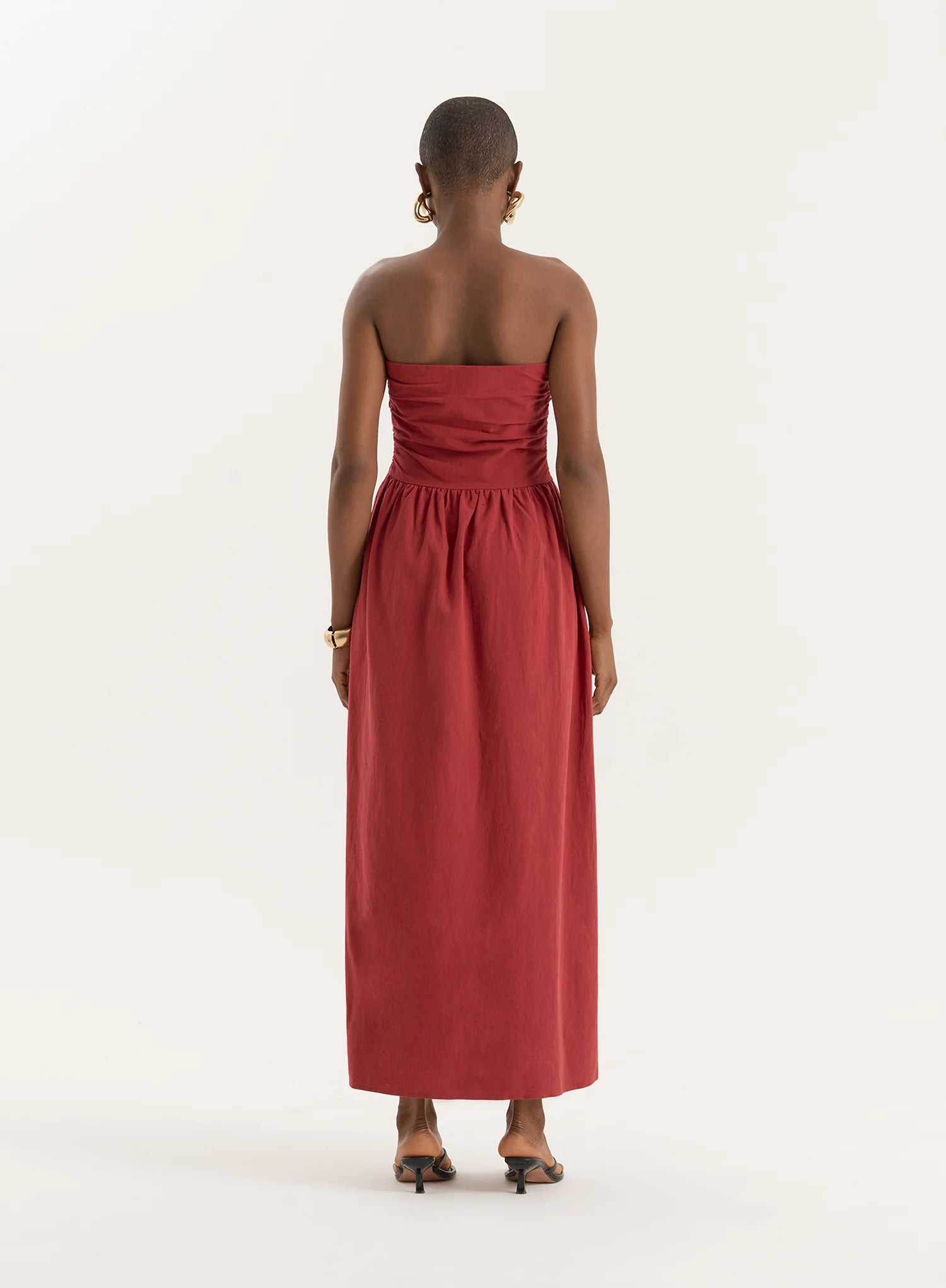 Rust Bandeau Ruched Detail Maxi Dress Mikayla
