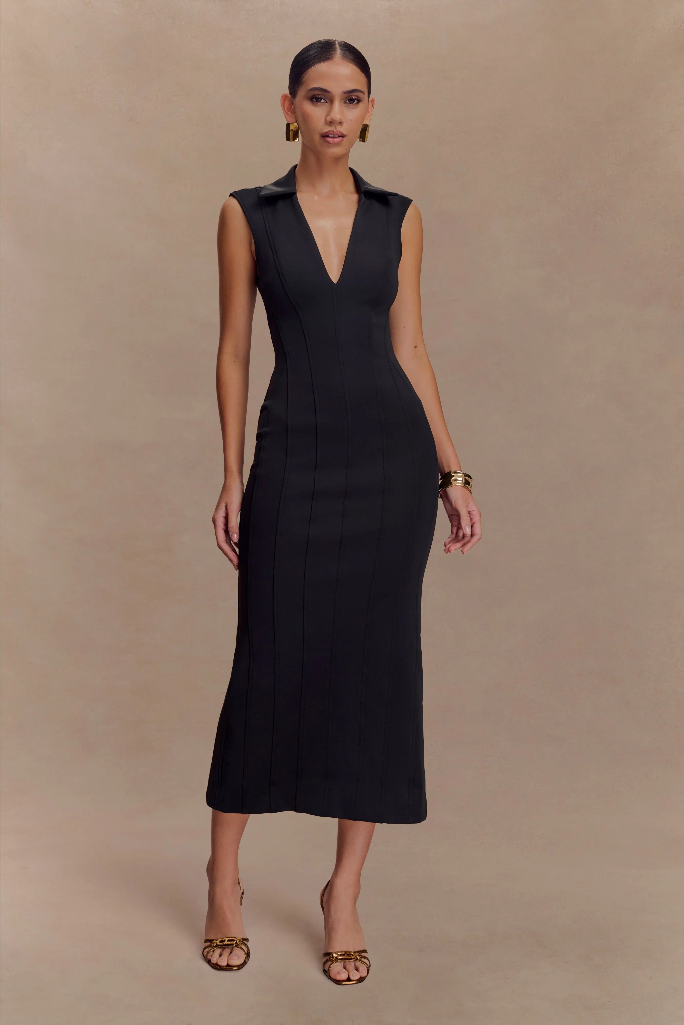 Keagan Sleeveless Midi Dress Black