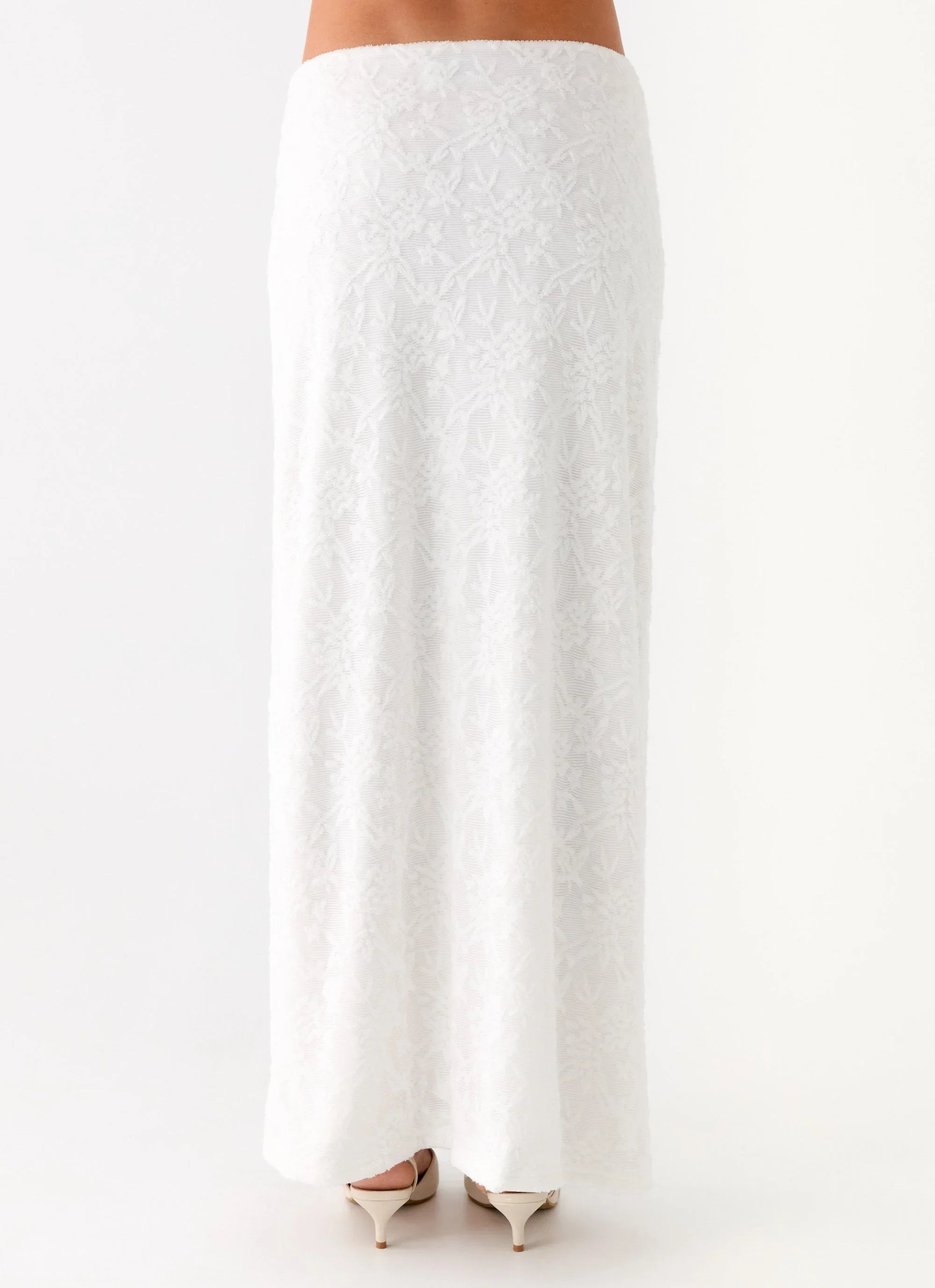 Griff Low Rise Jacquard Maxi Skirt White