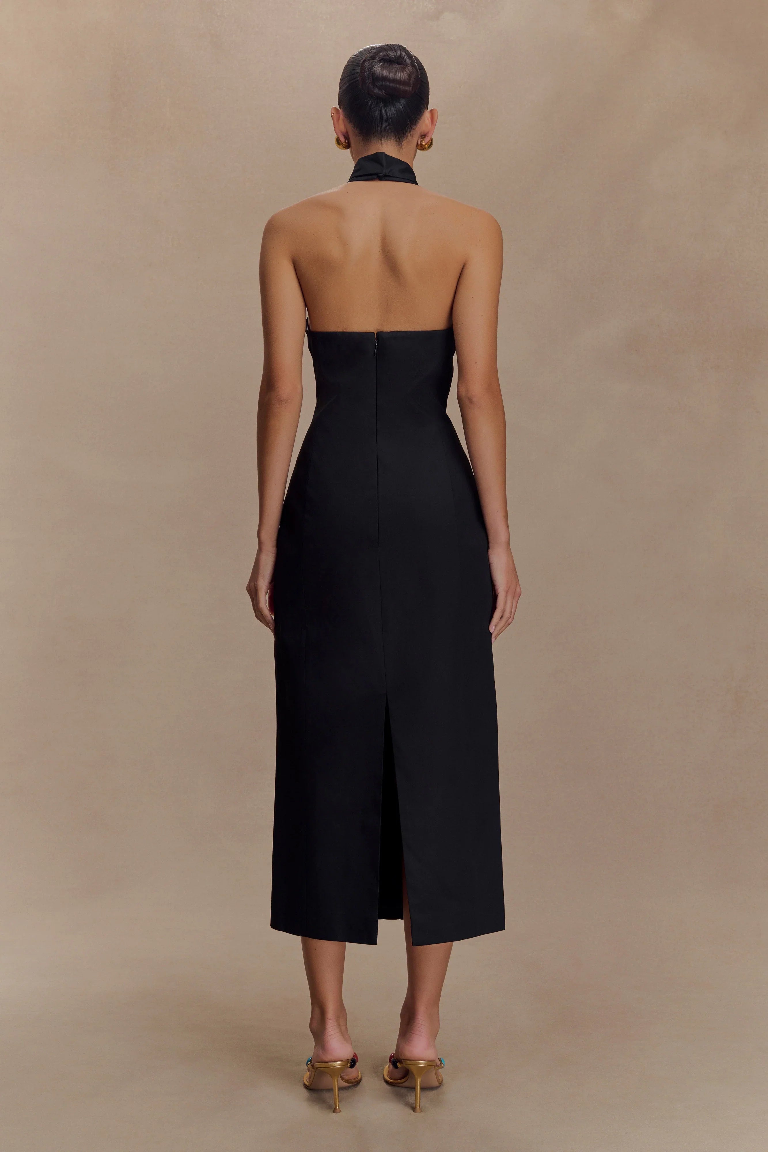 Simona Halter Neck Midi Dress Black