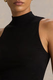 Sian Black High Neck Crop Top