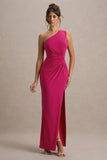 Galene Hot Pink Asymmetric Wrap Maxi Dress