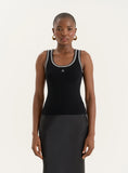 Black Knitted Contrast Stitch Vest Top