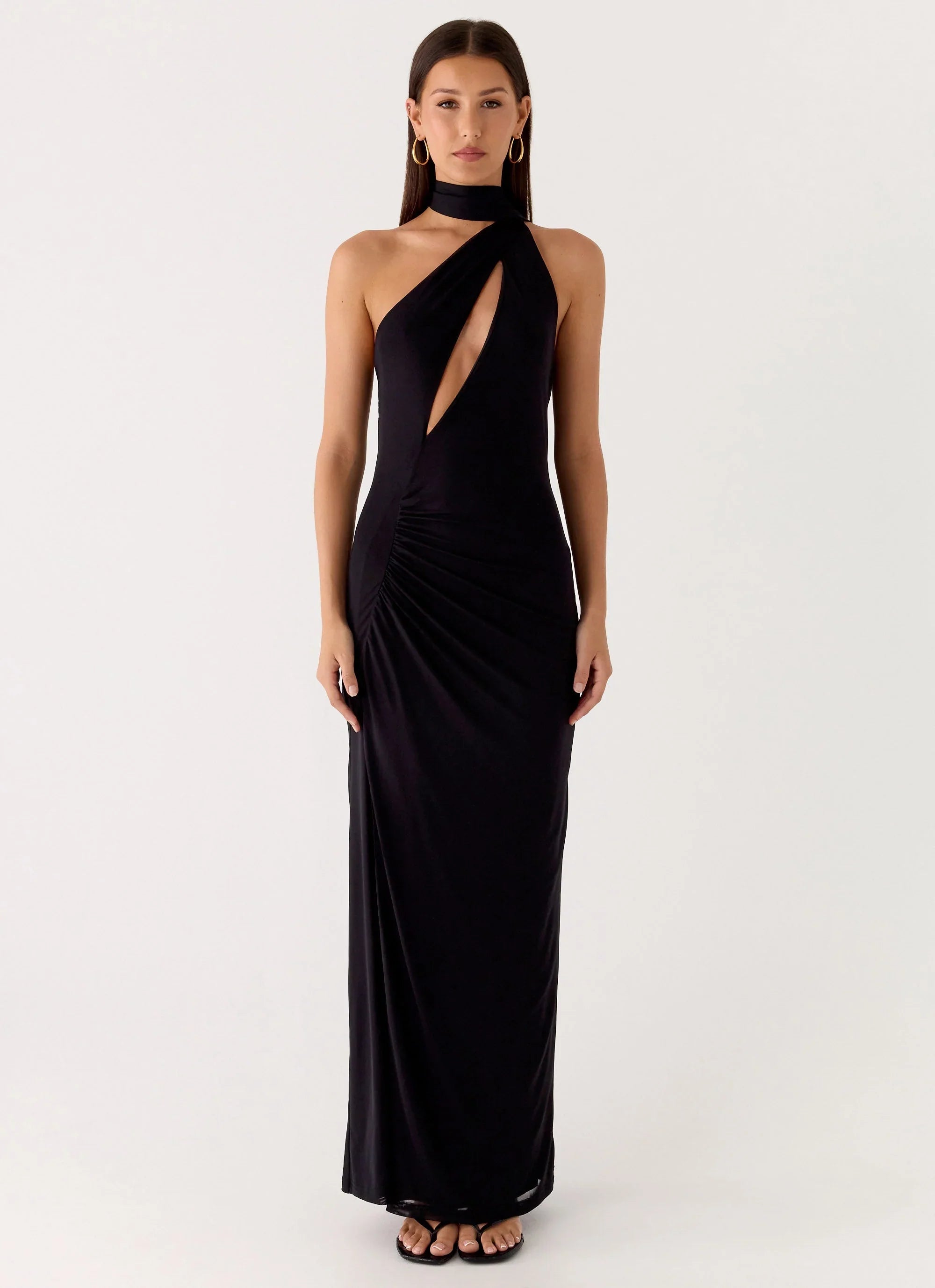 Velvet Vacation Scarf Maxi Dress Black