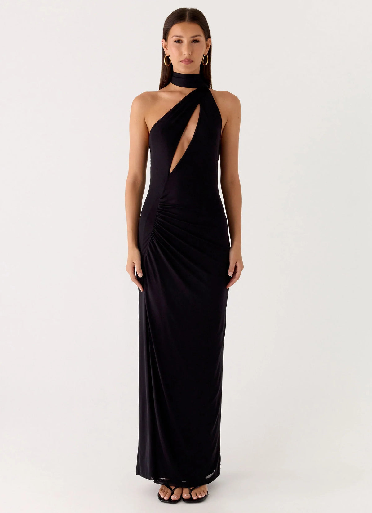 Velvet Vacation Scarf Maxi Dress Black