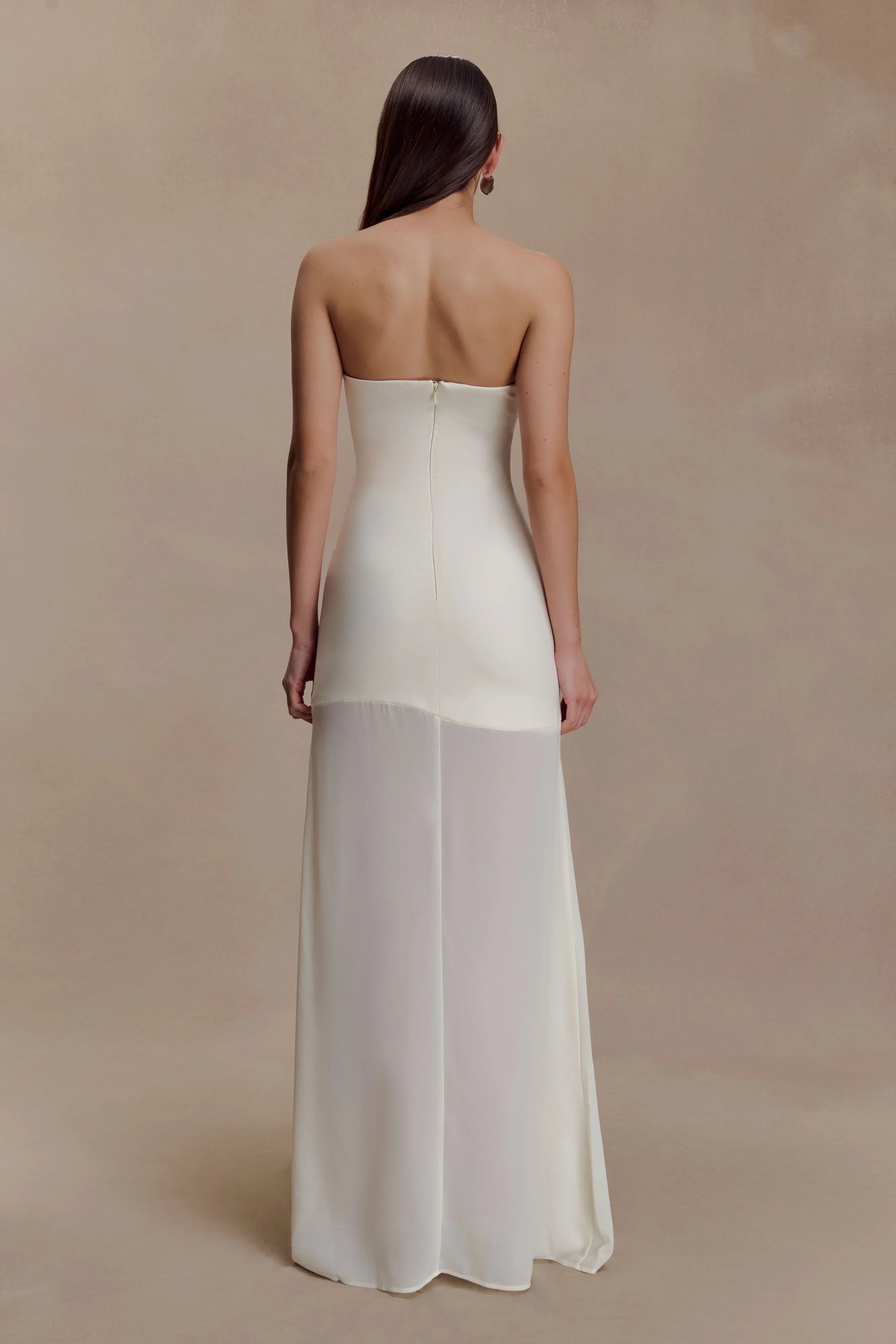 Mason Crepe And Chiffon Maxi Dress Ivory