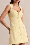 Luxira Lemon Sweetheart Neck Tailored Mini Dress