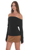 Off Shoulder Knitted Jumper in Black