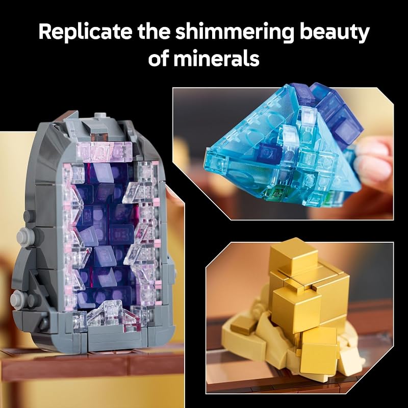 LEGO Ideas Mineral Collection Building Set for Adults Ages 18 Bedroom or Office Decor with 3 Display Shelves Unique Gift Idea for Men Women 21362