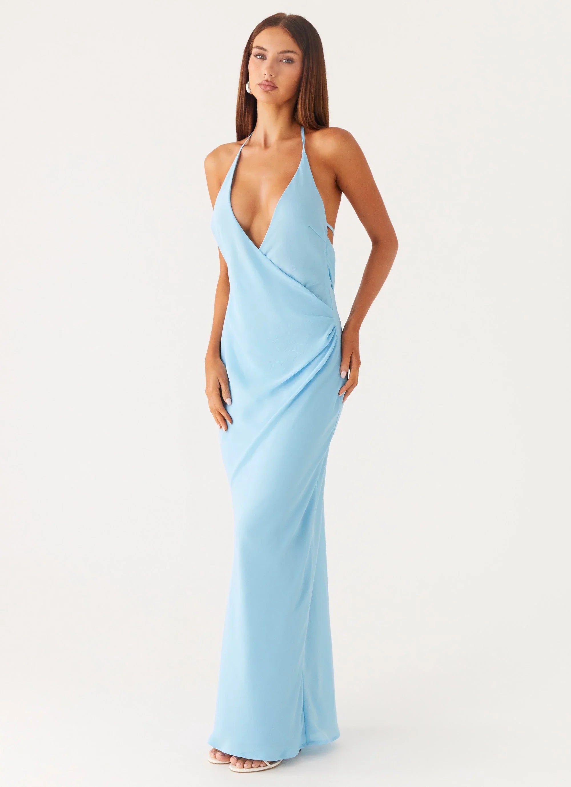 Just A Kiss Cowl Maxi Dress Turquoise