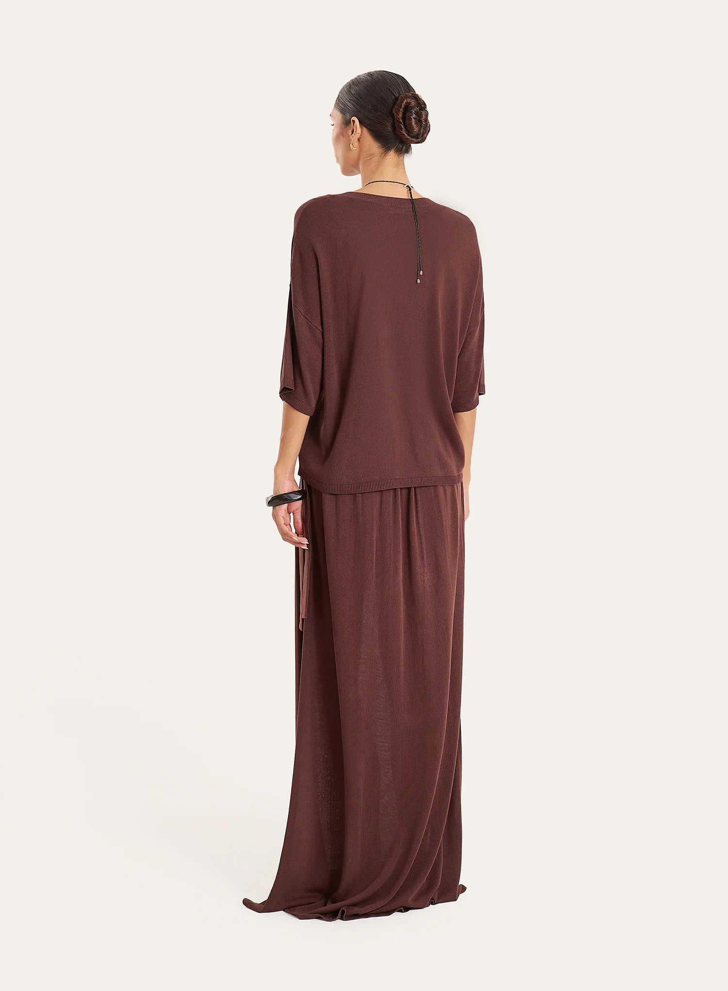Brown Semi Sheer Short Sleeve Top