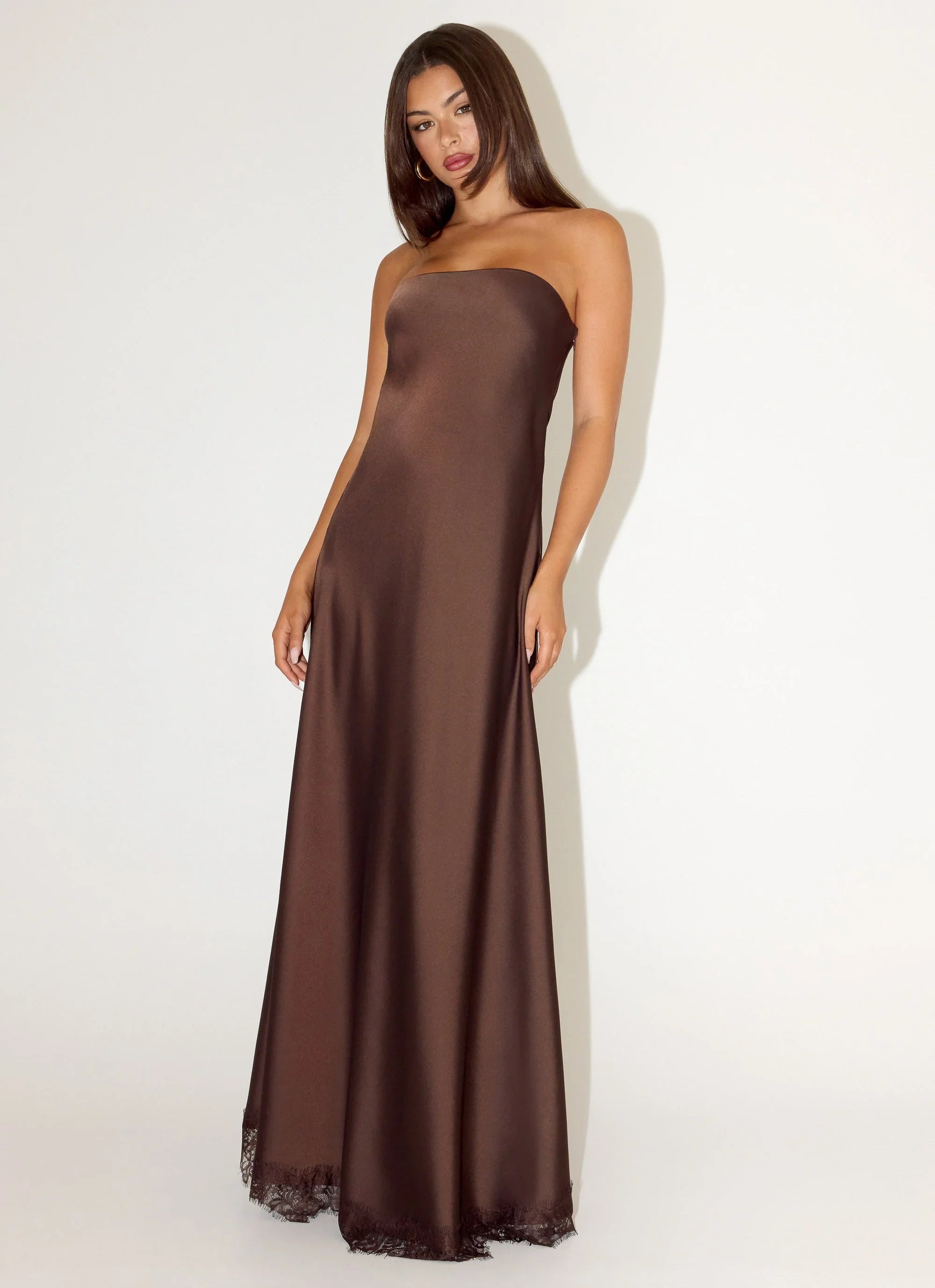 Kayleigh Strapless Maxi Dress Chocolate Torte
