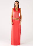 Pollie Wrap Maxi Skirt Coral