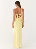 Flora Satin Maxi Dress Lemon