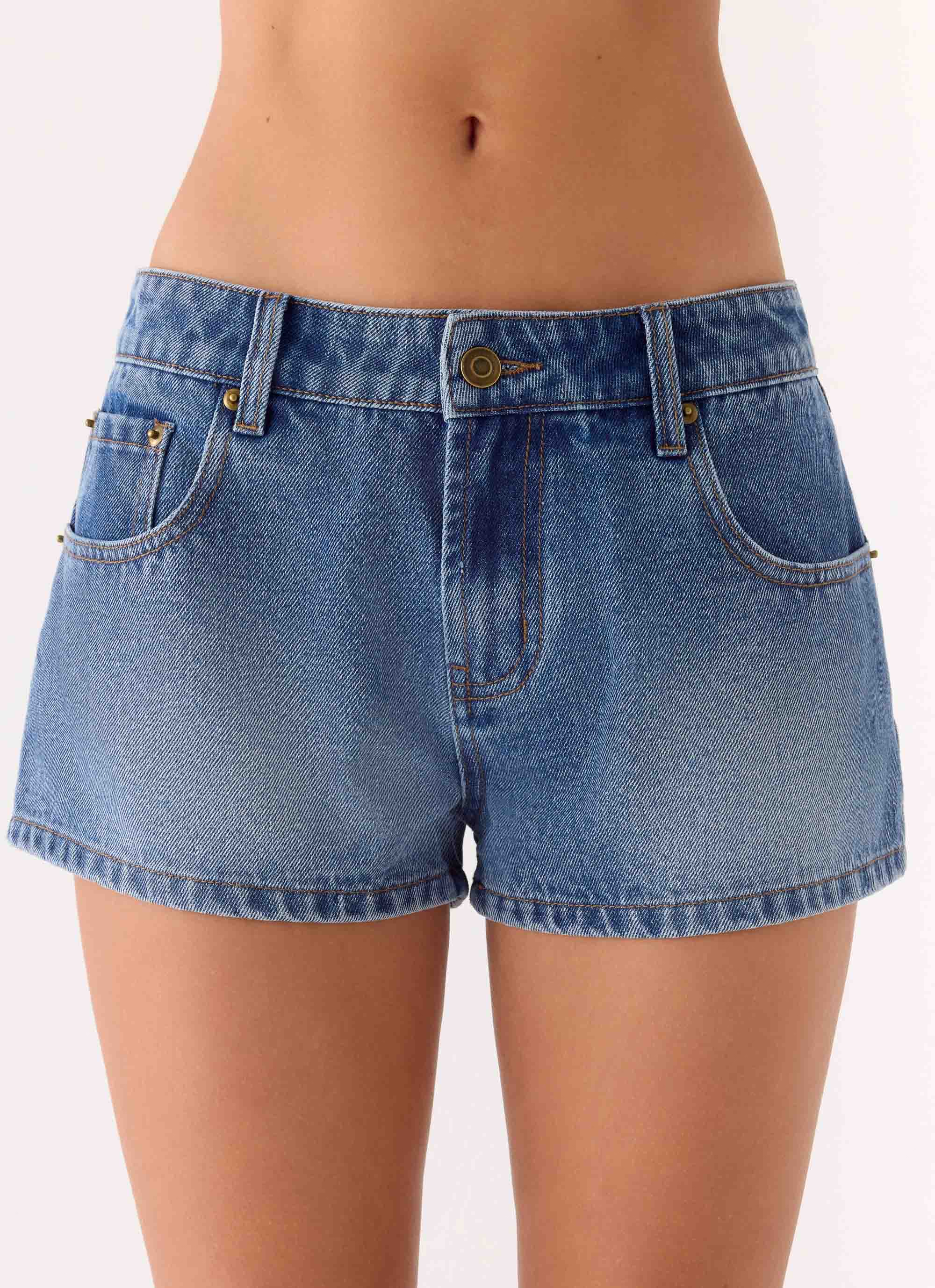 Kayda Low Rise Denim Shorts Blue Wash
