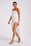 Bex Strapless Slinky Maxi Dress With Split Ivory