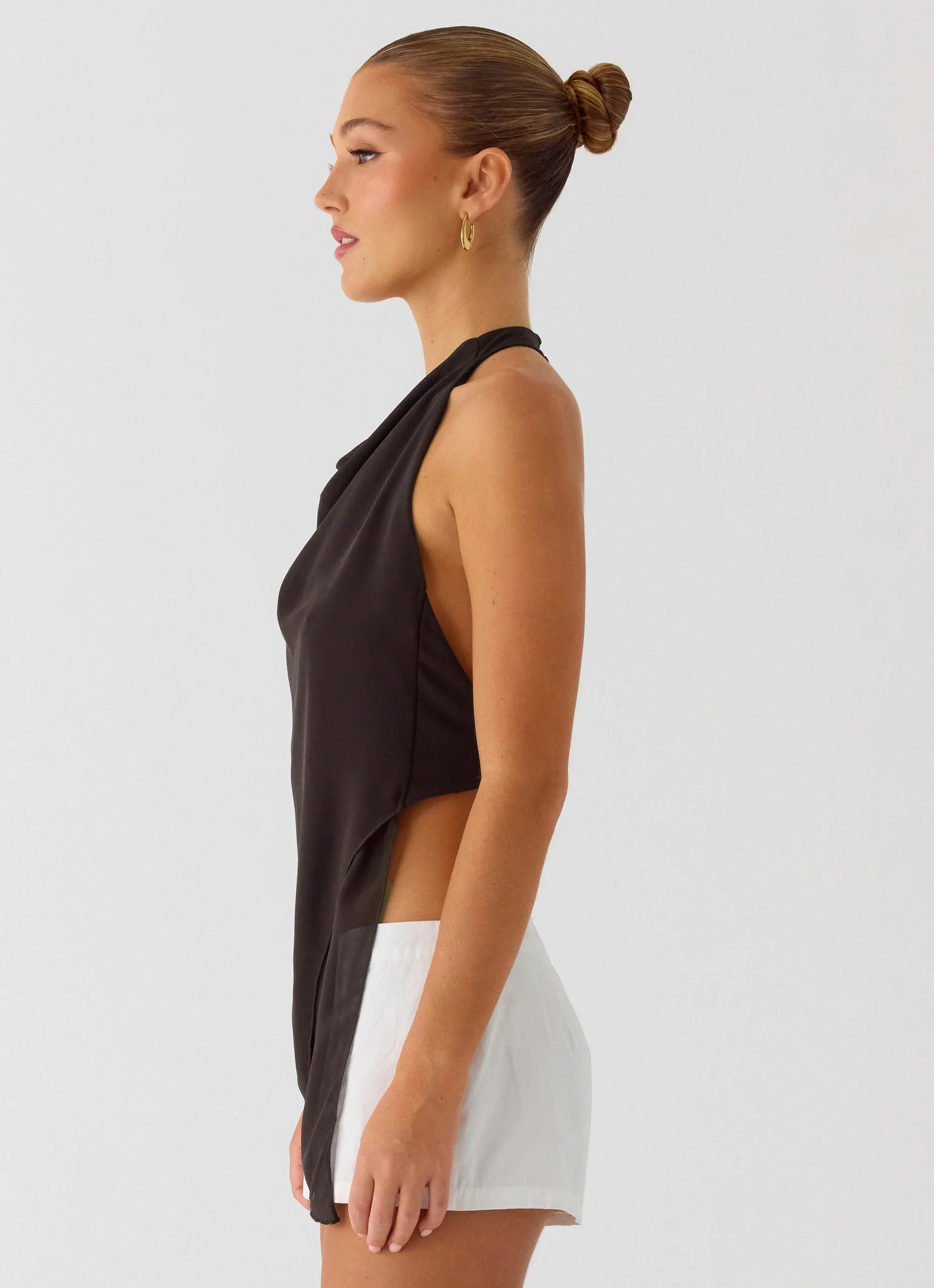 Altego Layered Backless Top Cool Chocolate